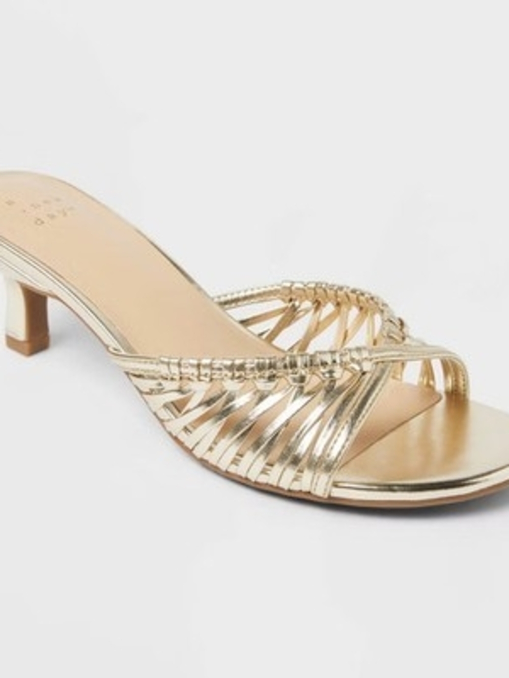 NEW! Never Worn! A New Day Gold Metallic Strappy Kitten Heel Mules
